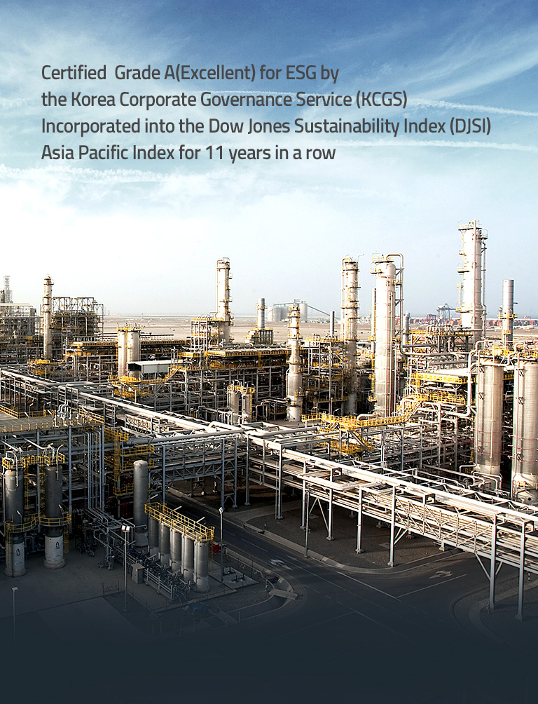 Certified  Grade A(Excellent) for ESG by the Korea Corporate Governance Service (KCGS) Incorporated into the Dow Jones Sustainability Index (DJSI) Asia Pacific Index for 11 years in a row
